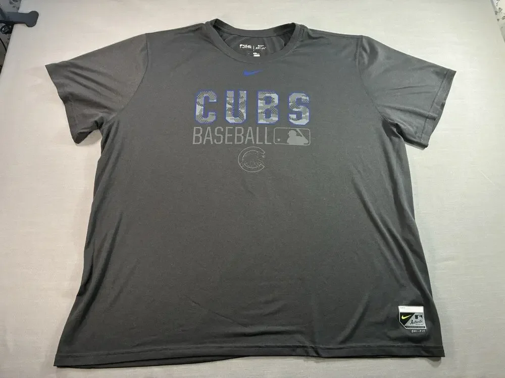 Nike Chicago Cubs Dri-FIT T-Shirt Mens XXL Gray MLB Baseball Graphic Tee